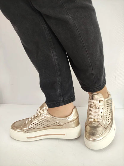 PANTOFI PERFORATI DAMA CAPRICE 23719-44 PLATIN METAL