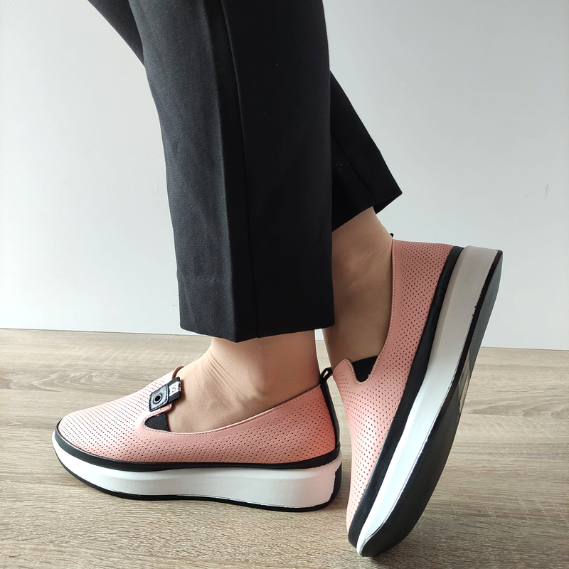 PANTOFI PERFORATI DAMA DOGATI 444 ROZ - imagine 2