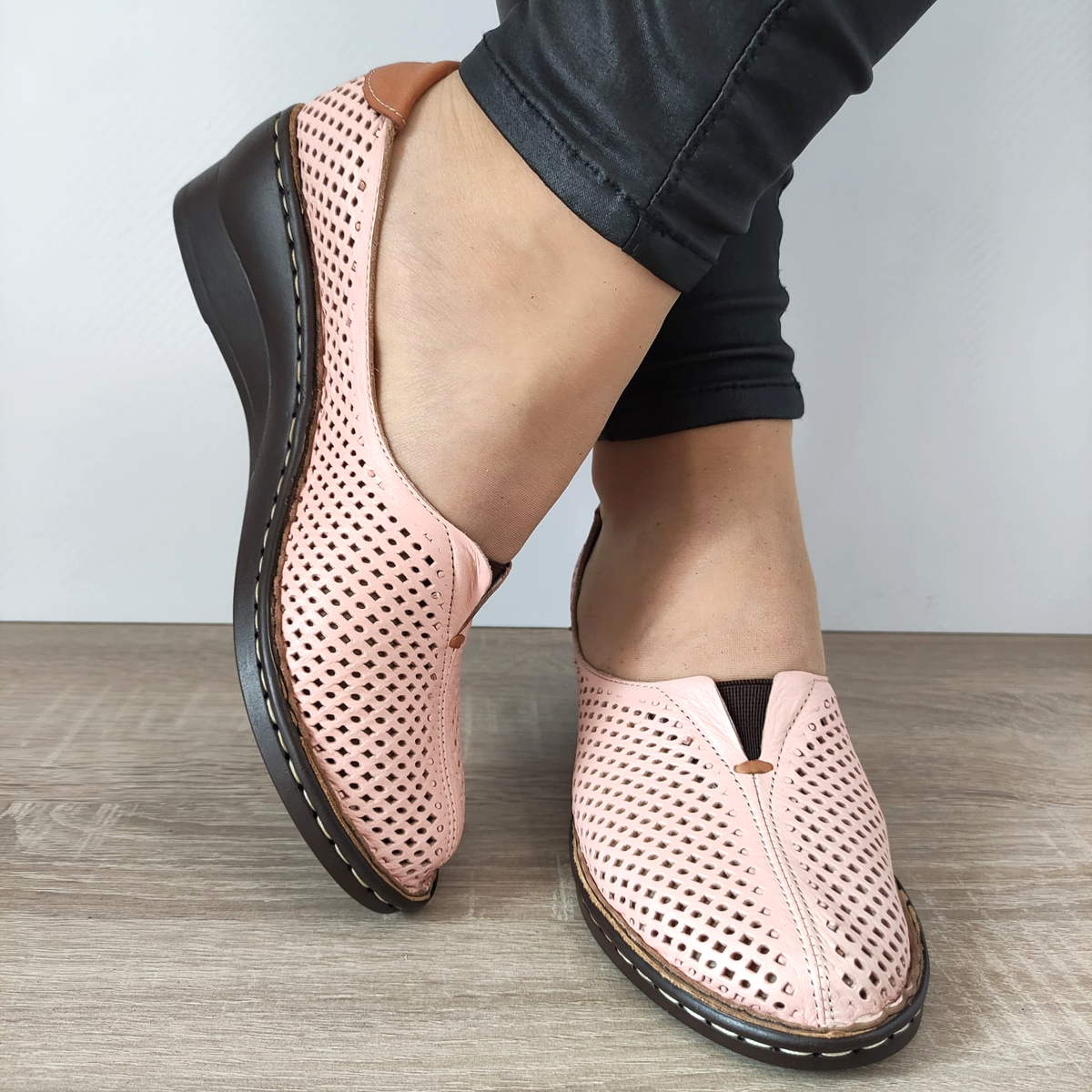 PANTOFI CASUAL PERFORATI DAMA DOGATI 5104-PB211 ROZ - imagine 3