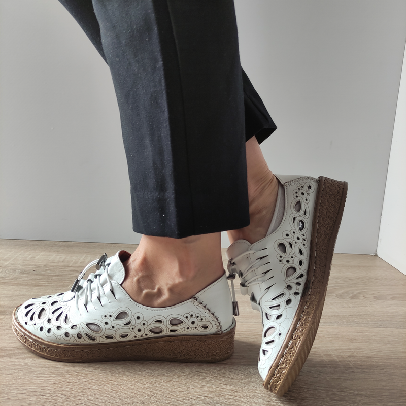 PANTOFI PERFORATI DAMA DOGATI 7154-1 ALBI - imagine 2