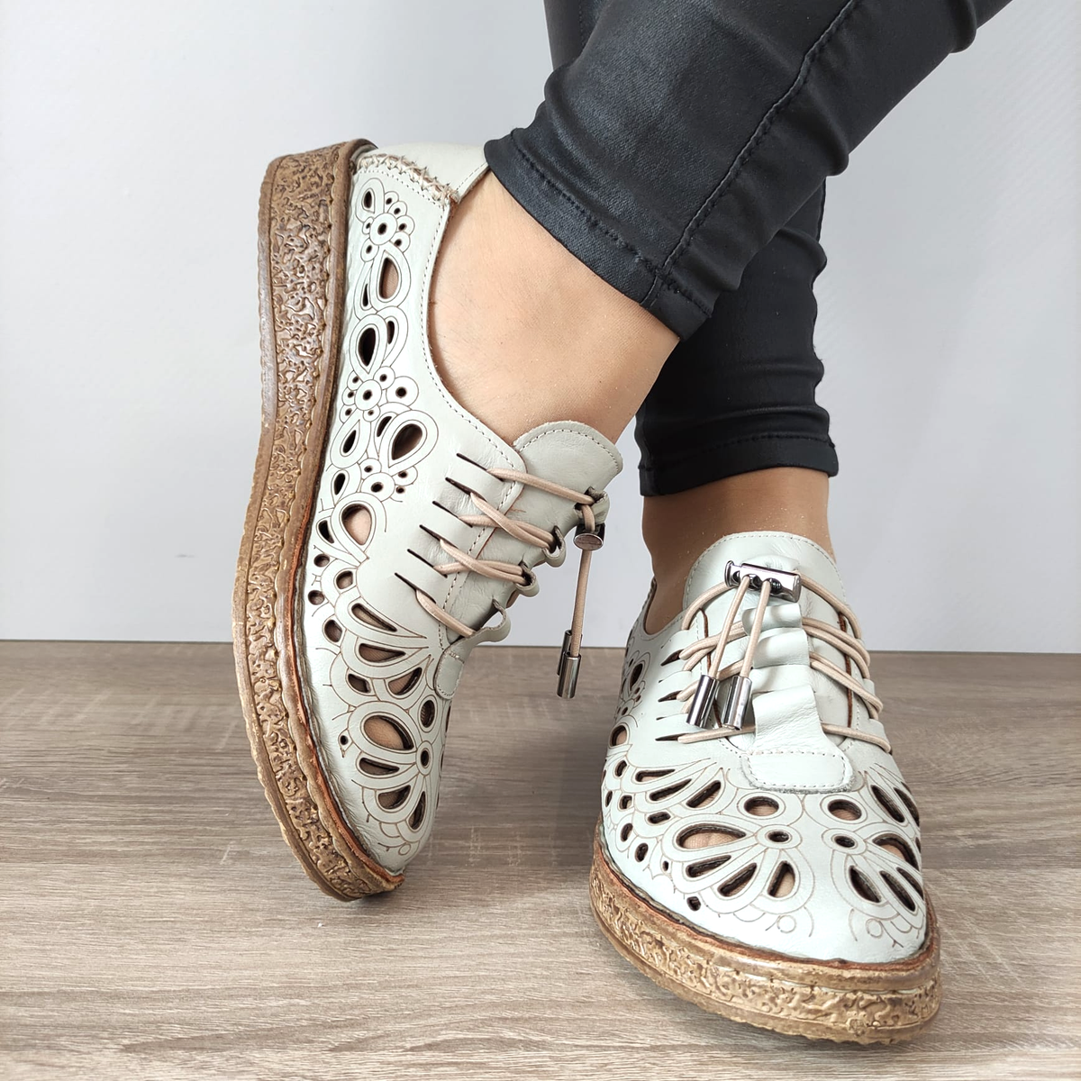 PANTOFI CASUAL PERFORATI DAMA DOGATI 7154-1 GRI - imagine 5