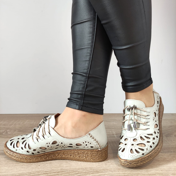 PANTOFI CASUAL PERFORATI DAMA DOGATI 7154-1 GRI - imagine 3