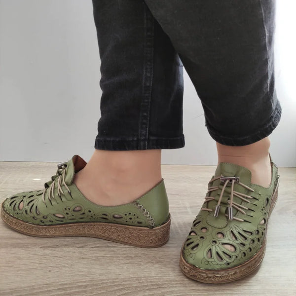 PANTOFI PERFORATI DAMA DOGATI 7154-1 OLIVE - imagine 4