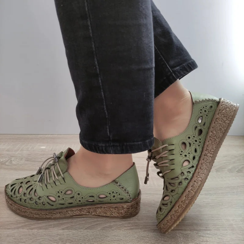 PANTOFI PERFORATI DAMA DOGATI 7154-1 OLIVE - imagine 2