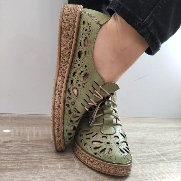 PANTOFI PERFORATI DAMA DOGATI 7154-1 OLIVE - imagine 3