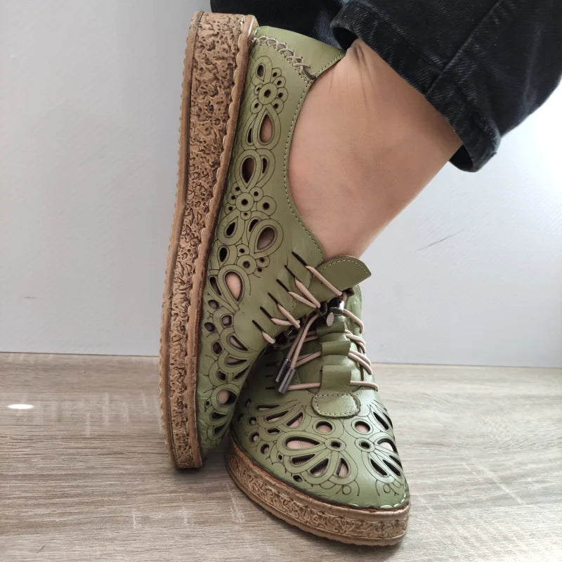 PANTOFI PERFORATI DAMA DOGATI 7154-1 OLIVE - imagine 3