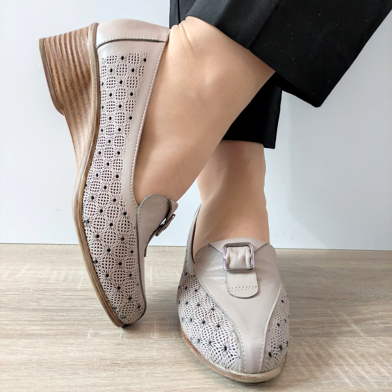 PANTOFI PERFORATI DAMA DOGATI Z21-05 ROZ NUDE VIZON - imagine 4