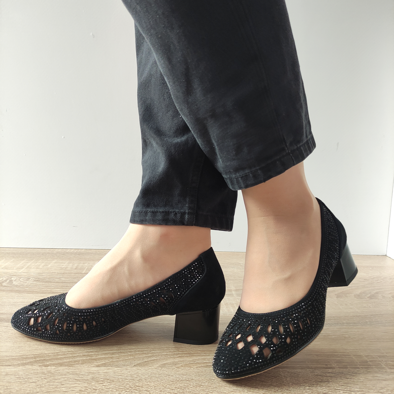 PANTOFI PERFORATI DAMA KARISMA 40023A 01-I NEGRI VELUR - imagine 5
