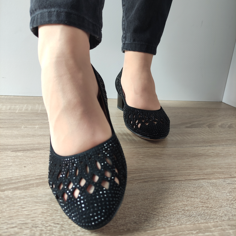 PANTOFI PERFORATI DAMA KARISMA 40023A 01-I NEGRI VELUR - imagine 3