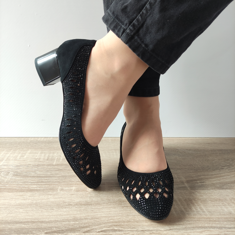PANTOFI PERFORATI DAMA KARISMA 40023A 01-I NEGRI VELUR - imagine 4