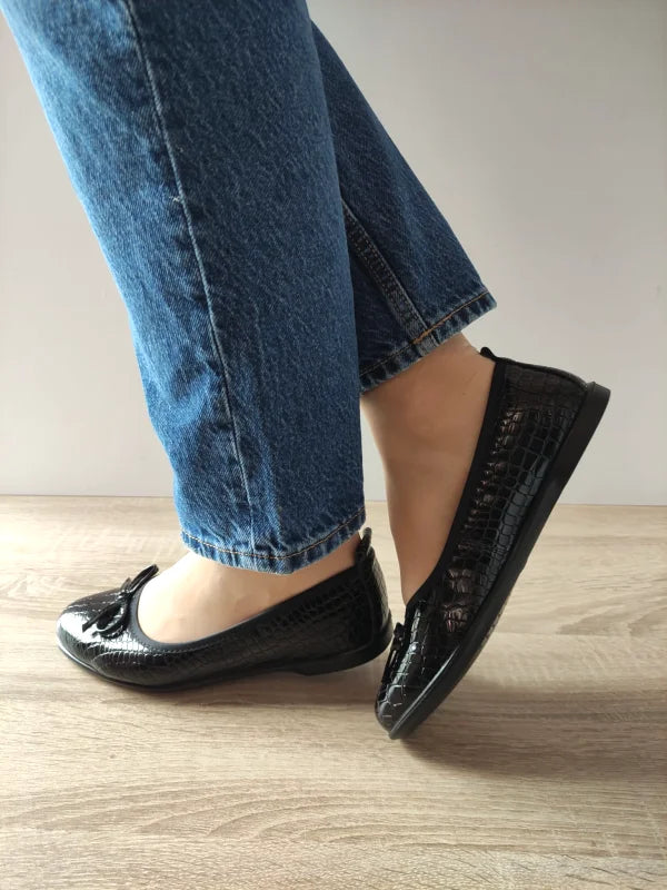 PANTOFI CASUAL PERFORATI DAMA KARISMA 60005A 01-O NEGRI CROCO - imagine 4