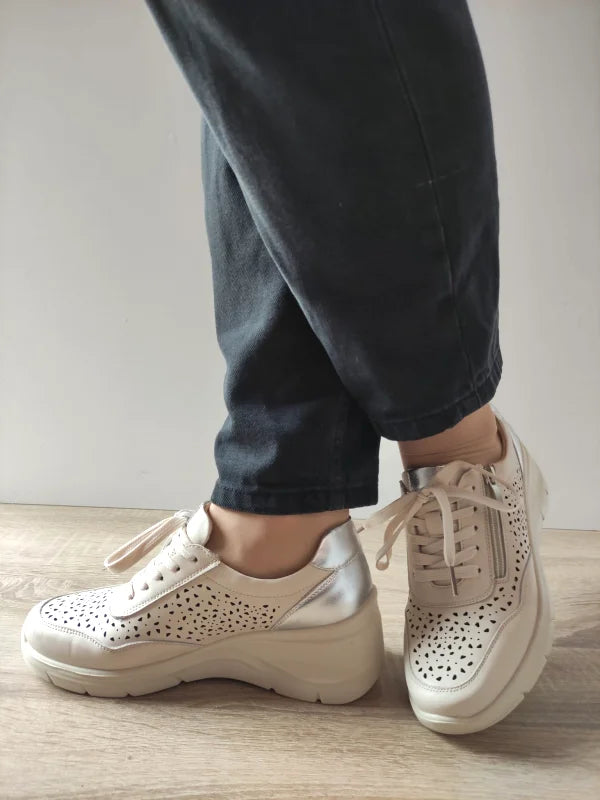 PANTOFI CASUAL PERFORATI DAMA PASS 860025A 03-N BEJ