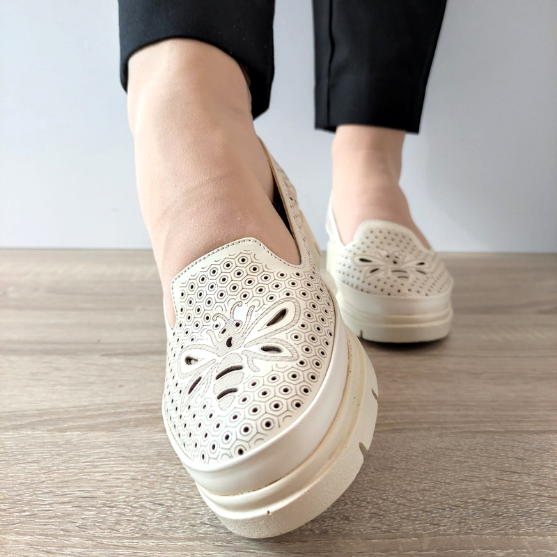 PANTOFI PERFORATI DAMA PERLLA 186-19 BEJ - imagine 5