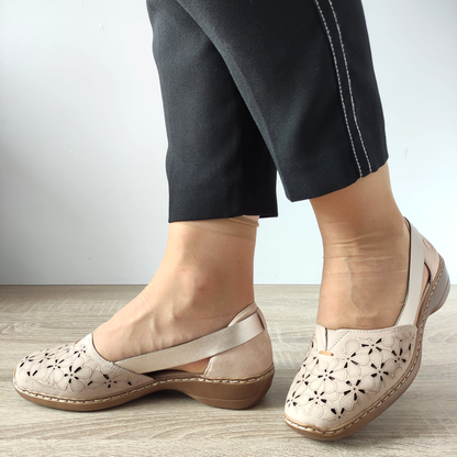 PANTOFI CASUAL PERFORATI DAMA RIEKER 41356-60 BEJ