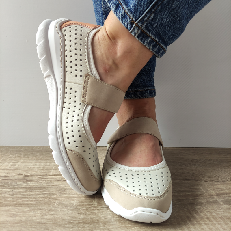 PANTOFI PERFORATI DAMA RIEKER L32B5-81 CREM - imagine 5