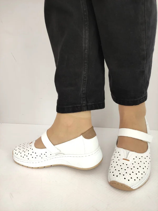 PANTOFI PERFORATI DAMA RIEKER N6553-80 ALBI - imagine 5
