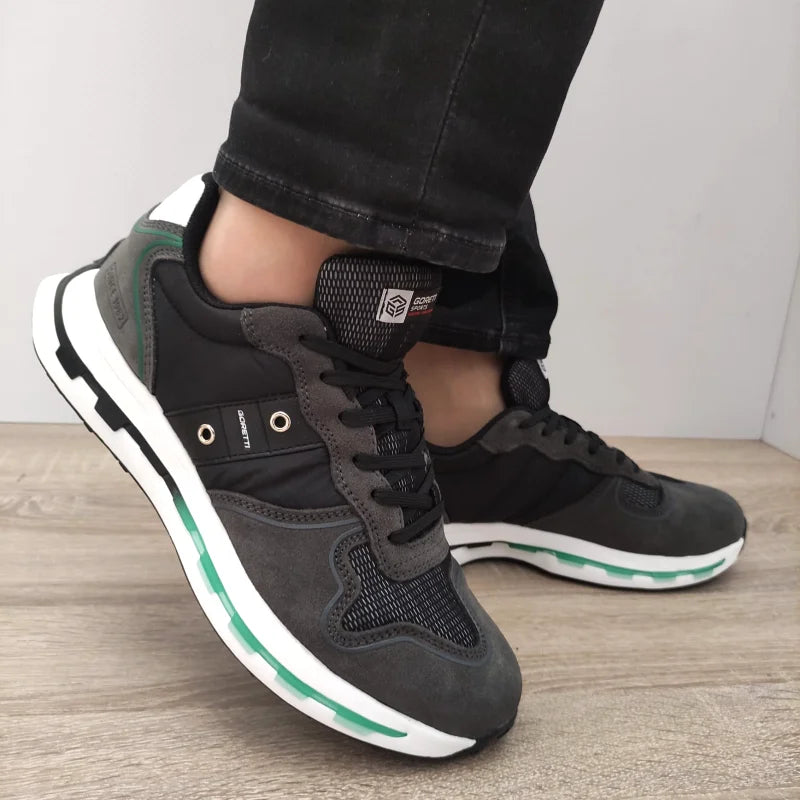 PANTOFI SPORT BARBATI GORETTI 30160 NEGRI CU GRI - imagine 4