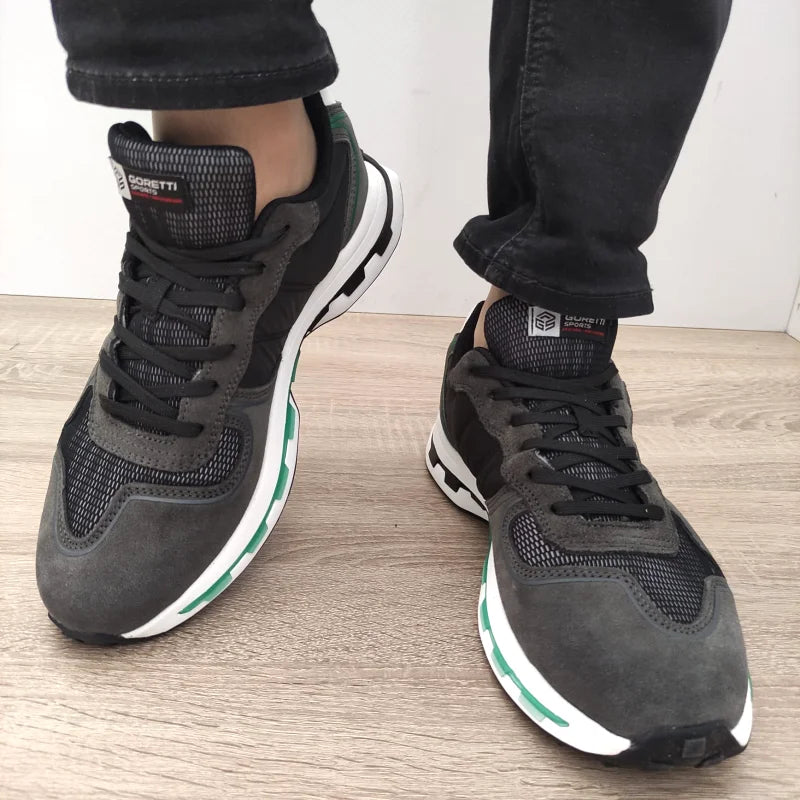 PANTOFI SPORT BARBATI GORETTI 30160 NEGRI CU GRI - imagine 5