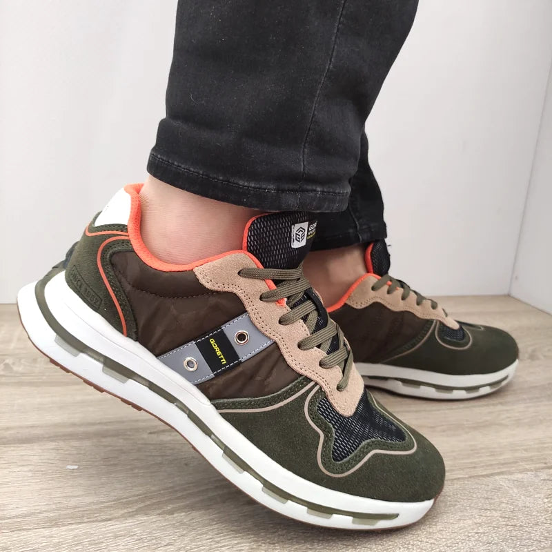 PANTOFI SPORT BARBATI GORETTI 30160 VERDE KAKI + MARO - imagine 3