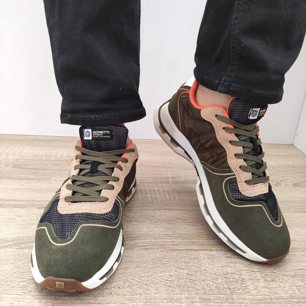PANTOFI SPORT BARBATI GORETTI 30160 VERDE KAKI + MARO - imagine 4