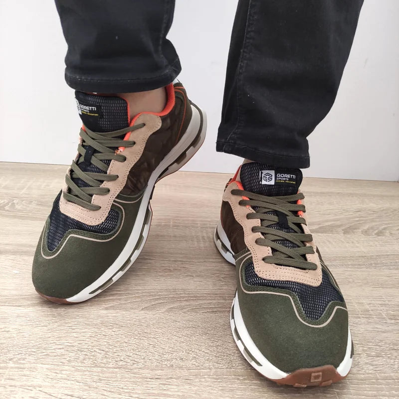 PANTOFI SPORT BARBATI GORETTI 30160 VERDE KAKI + MARO - imagine 5