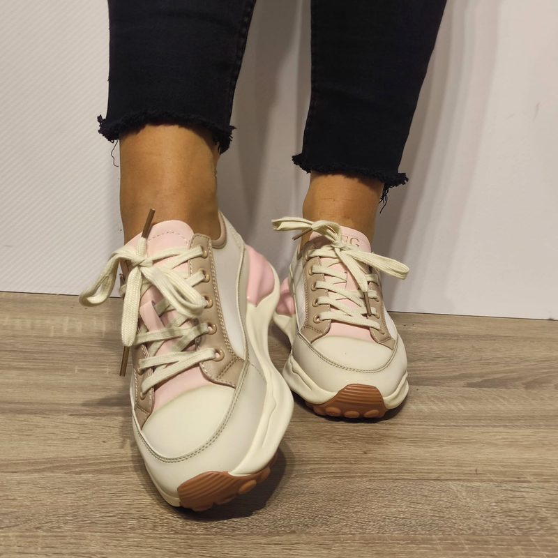 PANTOFI SPORT DAMA FRANCO GERARDO 18001-3 ALBI CU BEJ SI ROZ - imagine 4