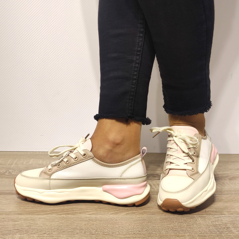 PANTOFI SPORT DAMA FRANCO GERARDO 18001-3 ALBI CU BEJ SI ROZ - imagine 2