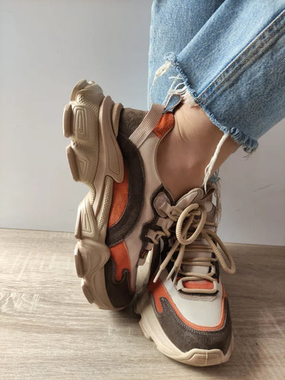 PANTOFI SPORT DAMA FRANCO GERARDO Y5758-2 CREM + ORANGE