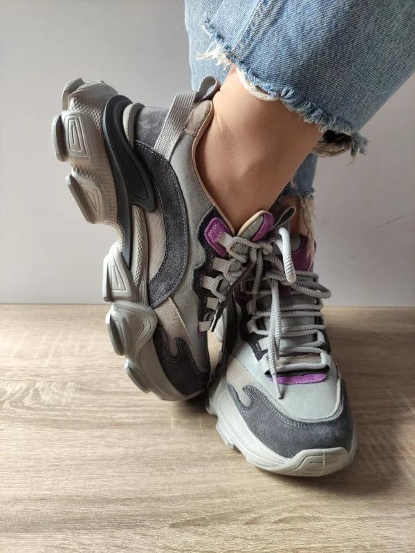 PANTOFI SPORT DAMA FRANCO GERARDO Y5758-2 GRI CU LILA