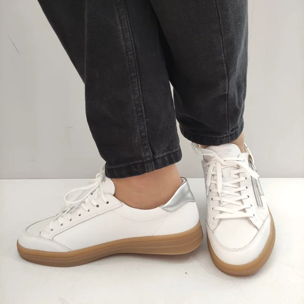 PANTOFI SPORT DAMA REMONTE D2C02-80 ALBI CU ARGINTIU - imagine 4