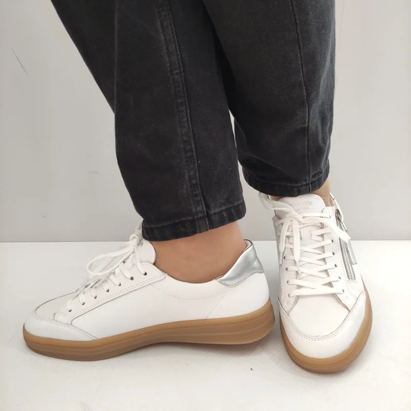 PANTOFI SPORT DAMA REMONTE D2C02-80 ALBI CU ARGINTIU - imagine 4