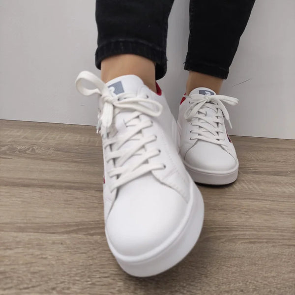 PANTOFI SPORT RIEKER 41906-80 ALBI CU ROSU SI BLEUMARIN - imagine 4