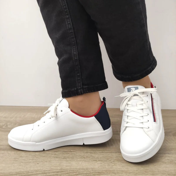 PANTOFI SPORT RIEKER 41906-80 ALBI CU ROSU SI BLEUMARIN - imagine 5