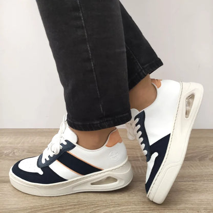 PANTOFI SPORT RIEKER N6410-80 ALBI CU BLEUMARIN