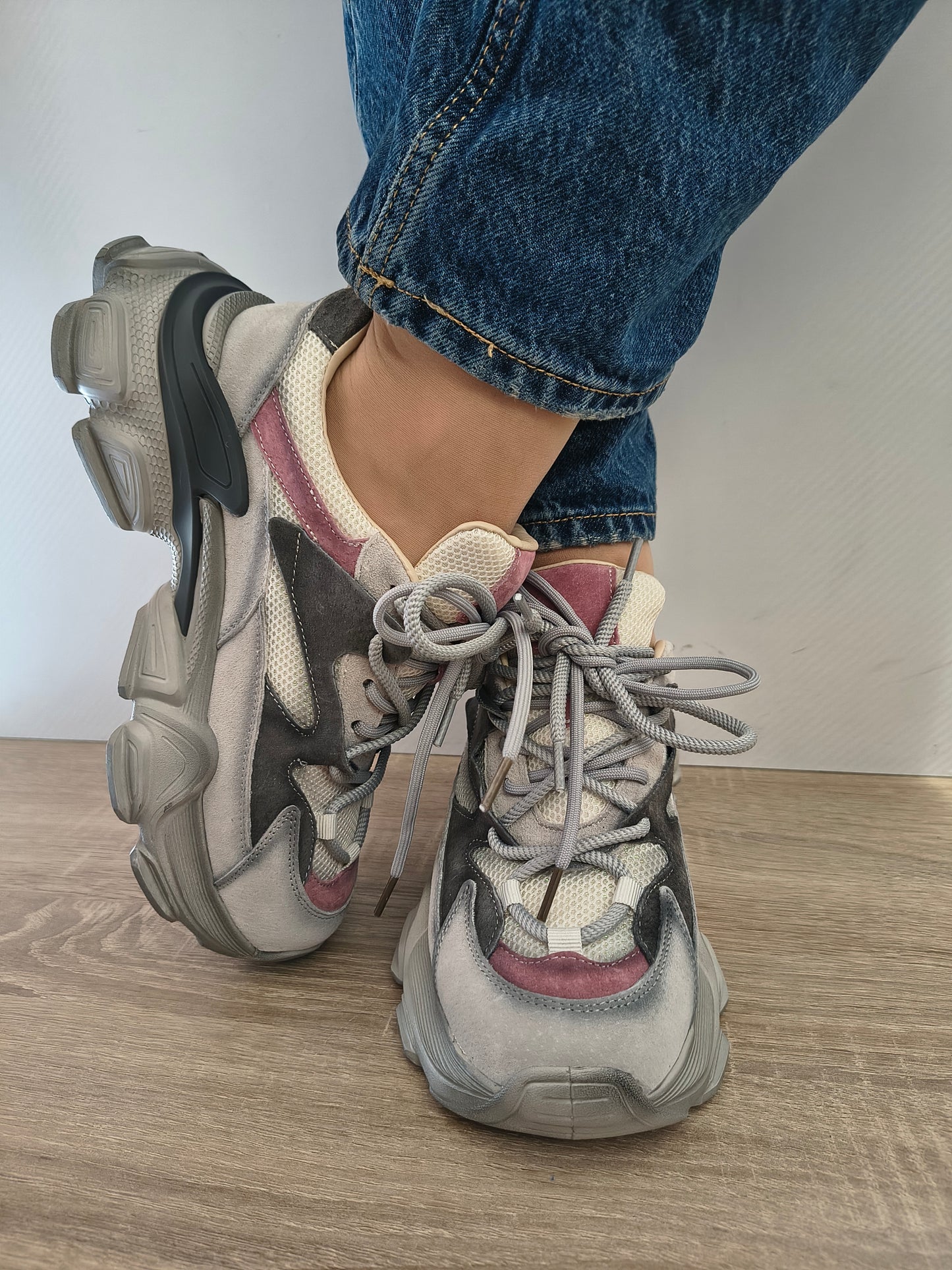 PANTOFI SPORT DAMA FRANCO GERARDO HY5798 LIGHT GREY CU ROZ