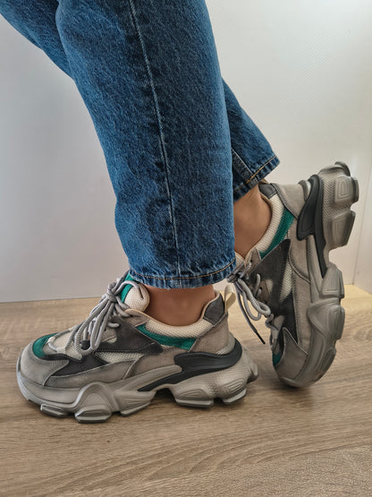 PANTOFI SPORT DAMA FRANCO GERARDO HY 5798 GREY CU LIGHT GREEN