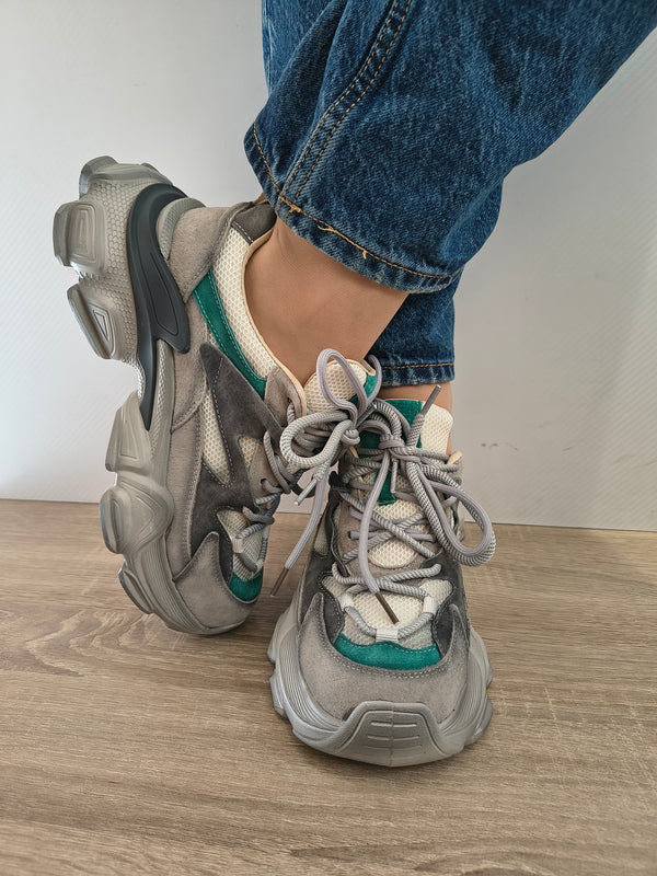 PANTOFI SPORT DAMA FRANCO GERARDO HY 5798 GREY CU LIGHT GREEN - imagine 5