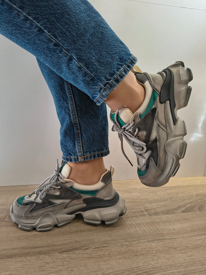 PANTOFI SPORT DAMA FRANCO GERARDO HY 5798 GREY CU LIGHT GREEN