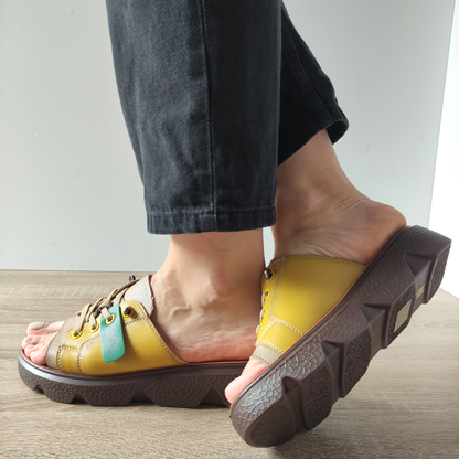 SABOTI CASUAL DAMA PASS 540020B J7-N GALBENI CU BEJ