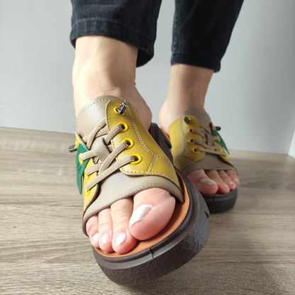 SABOTI CASUAL DAMA PASS 540020B J7-N GALBENI CU BEJ