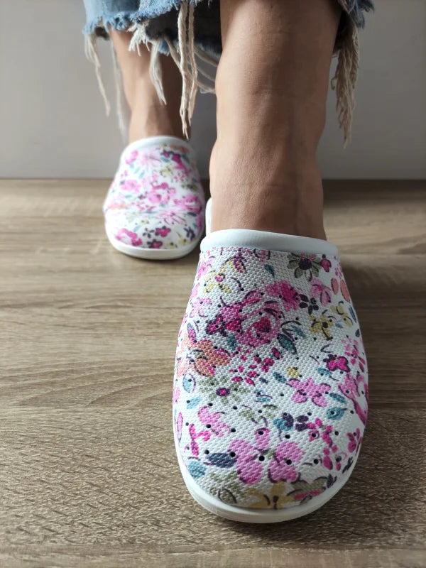 SABOTI MEDICALI DAMA COMODA 10 FIORI LAVANDA FLORAL FUCSIA - imagine 4