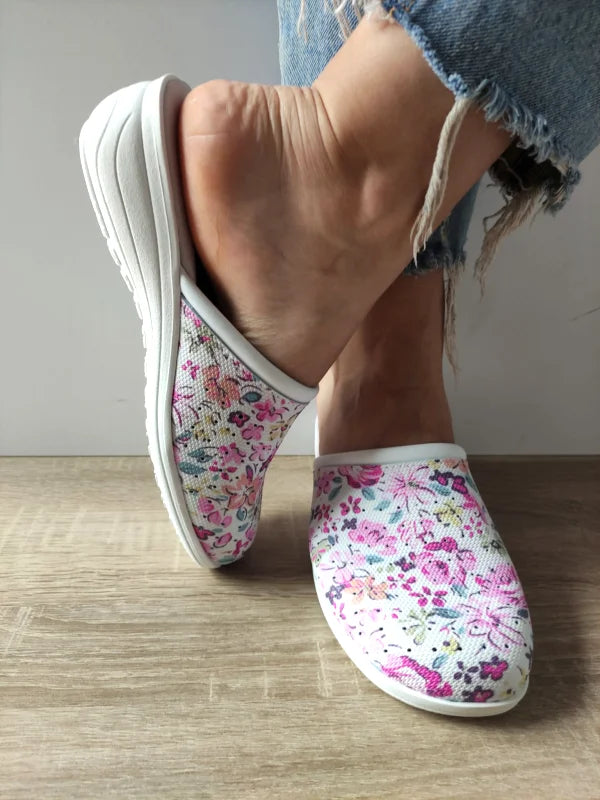 SABOTI MEDICALI DAMA COMODA 10 FIORI LAVANDA FLORAL FUCSIA - imagine 5