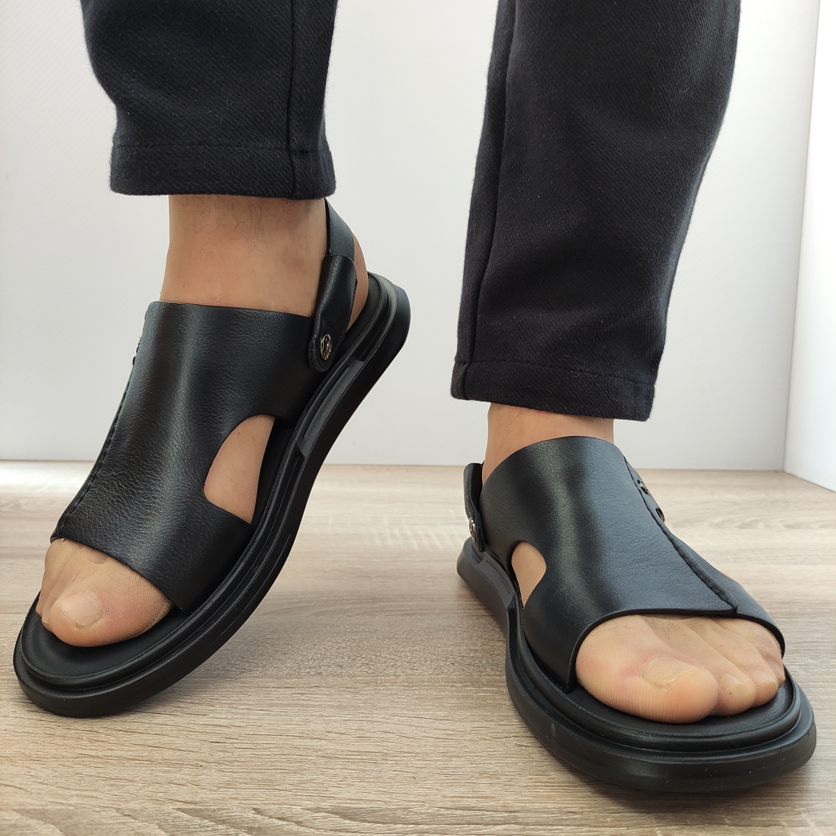 SANDALE CASUAL BARBATI MELS 6053 NEGRE - imagine 4