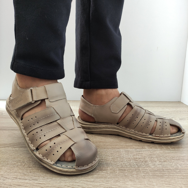 SANDALE CASUAL BARBATI NICOLIS 75405 BEJ - imagine 5