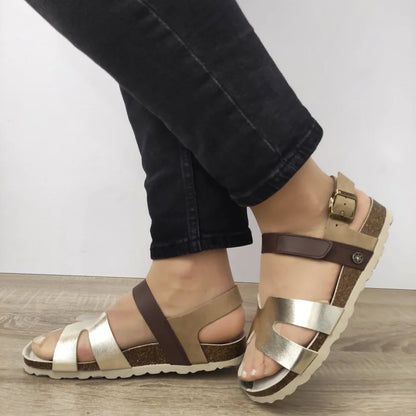 SANDALE CASUAL DAMA ANEKKE 40371-991 AURII CU MARO