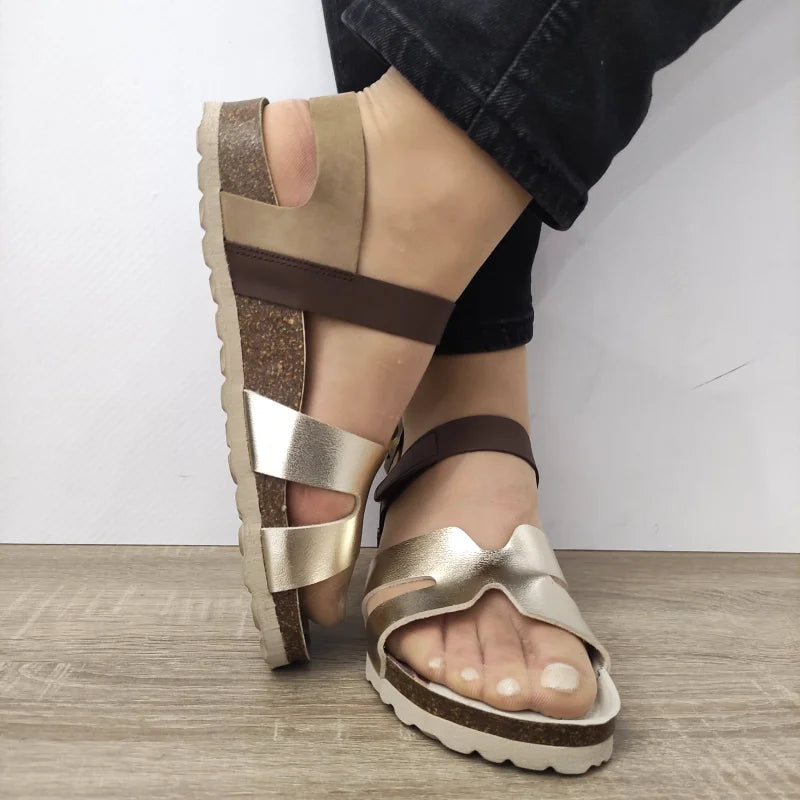 SANDALE CASUAL DAMA ANEKKE 40371-991 AURII CU MARO - imagine 4