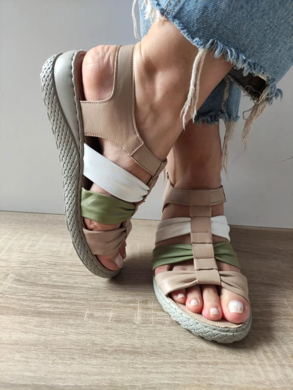 SANDALE CASUAL DAMA BIO FLEX 17-1010 BEJ + COLOR - imagine 3
