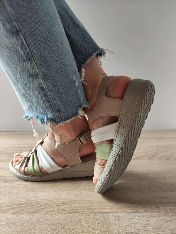 SANDALE CASUAL DAMA BIO FLEX 17-1010 BEJ + COLOR - imagine 5