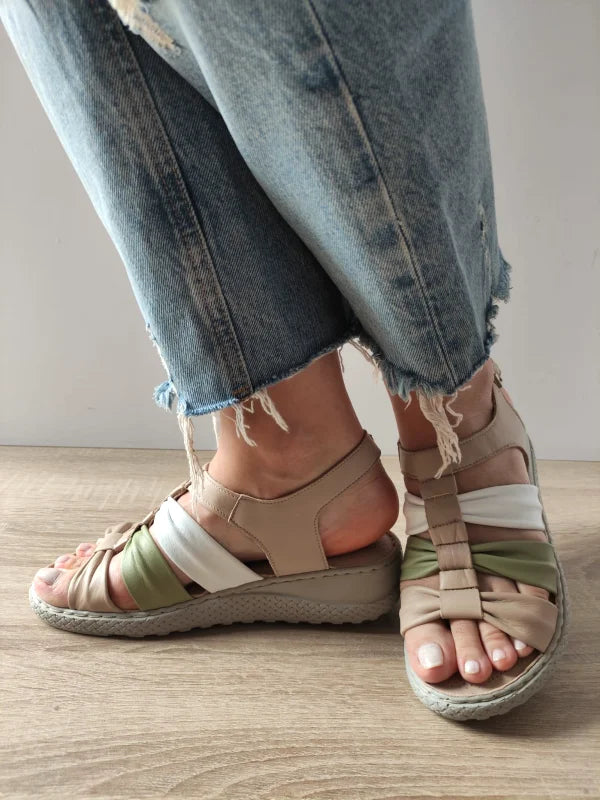 SANDALE CASUAL DAMA BIO FLEX 17-1010 BEJ + COLOR - imagine 2