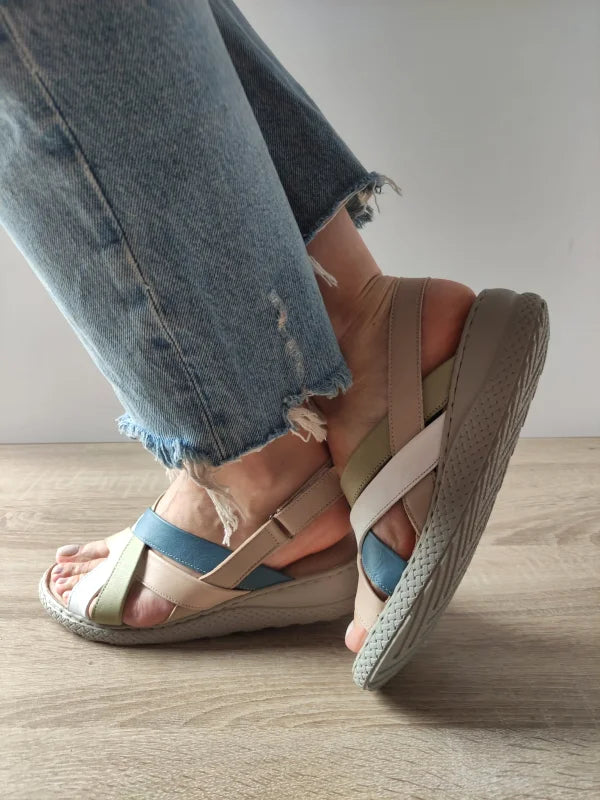 SANDALE CASUAL DAMA BIO FLEX 17-1013 BEJ + COLOR - imagine 5